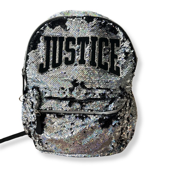 Justice Other - ✨ Justice Silver Reversible Sequin Laptop Backpack ✨
